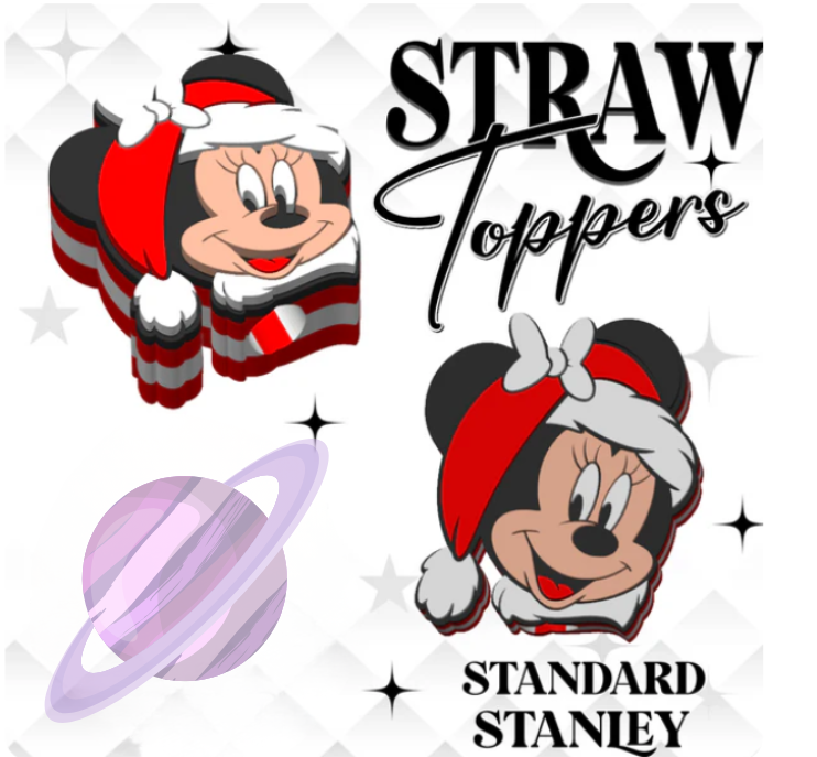 HOLIDAY GIRL MOUSE- 3D PRINTED STRAW CHARM