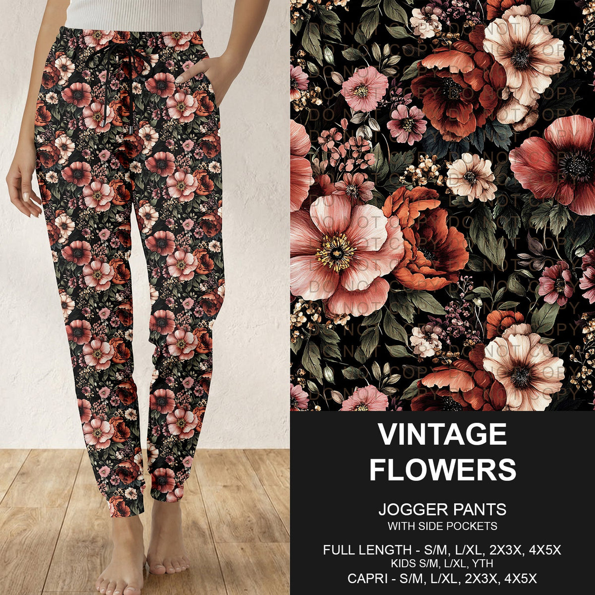 B314 - Preorder Vintage Flowers Joggers (Closes 9/27. ETA: late Nov.)