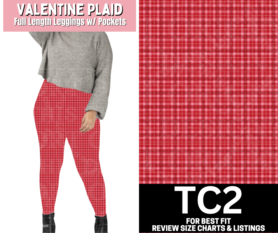 Valentine Plaid Full Length Leggings w/ Pockets