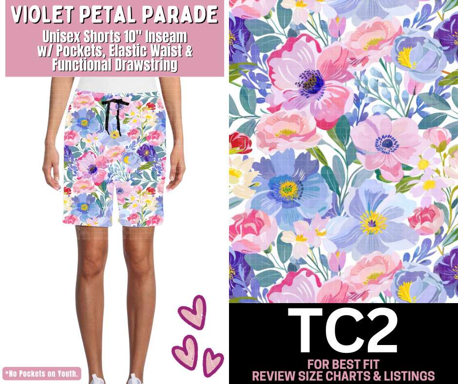 Violet Petal Parade Unisex Shorts