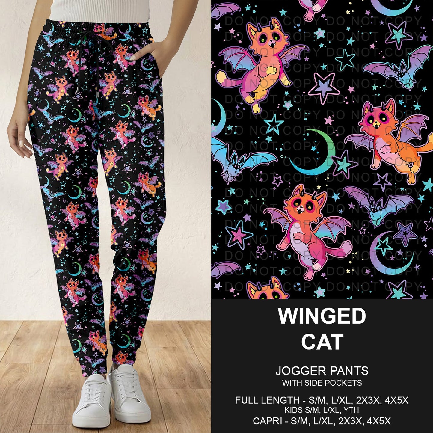 B307 - Preorder Winged Cat Joggers (Closes 8/02. ETA: early Oct.)