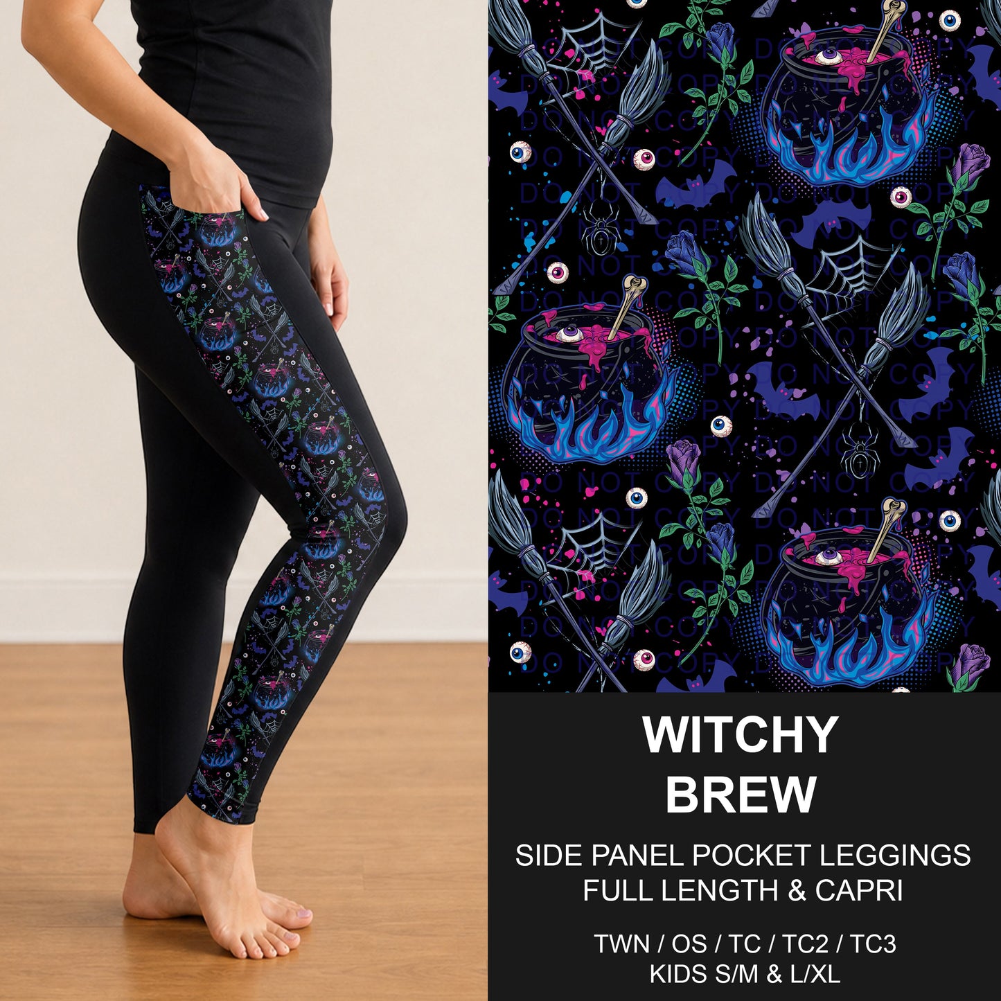 B305 - Preorder Witchy Brew Side Panel Pocket Leggings (Closes 8/02. ETA: early Oct.)