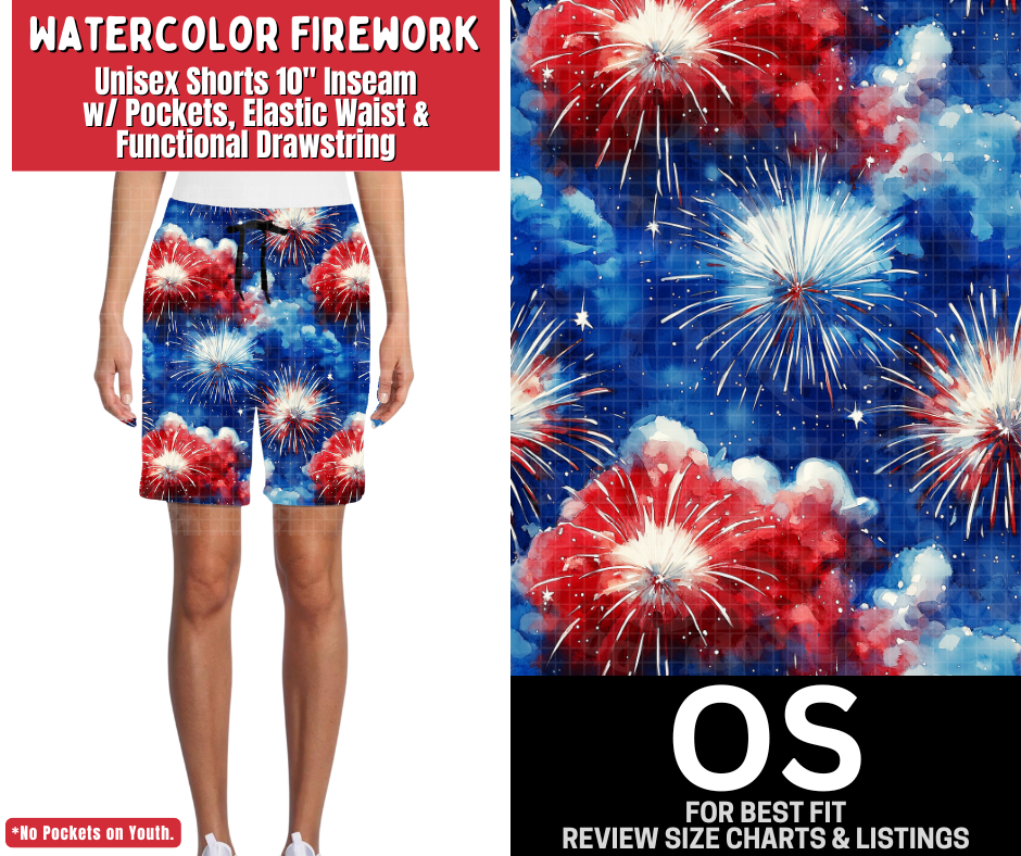 Watercolor Firework Unisex Shorts