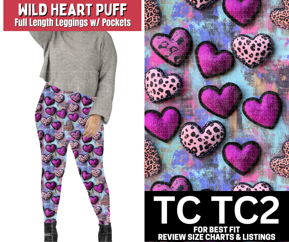Wild Heart Puff Full Length Leggings w/ Pockets