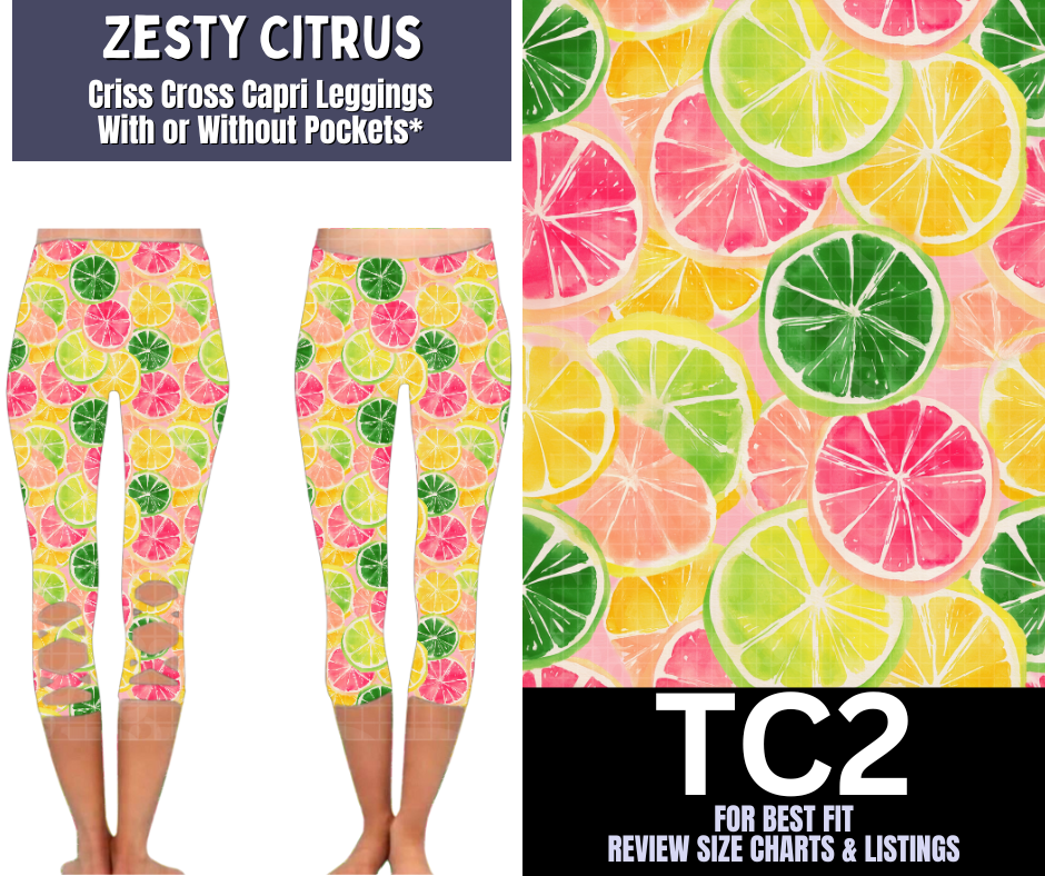 Zesty Citrus Criss Cross Capri w/ Pockets
