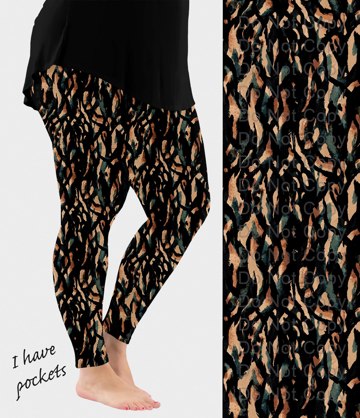 RTS - Abstract Animal Print Leggings w/ Pockets