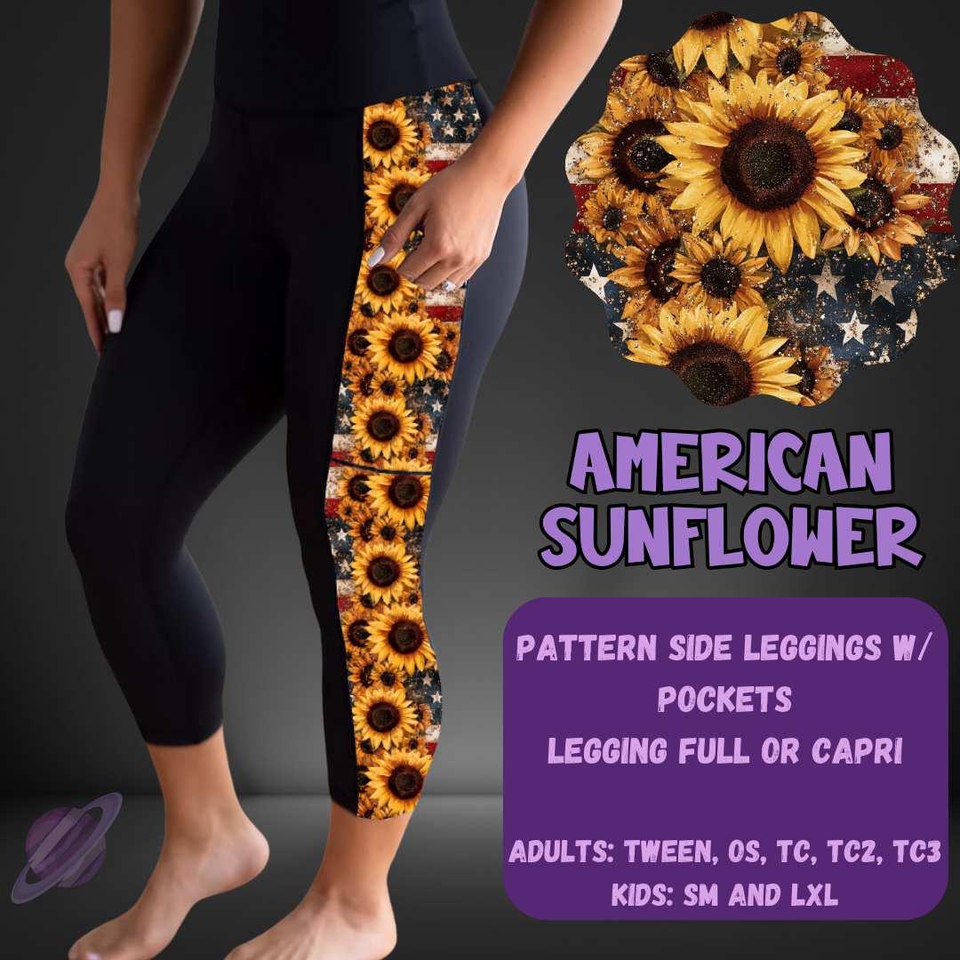 AMERICAN SUNFLOWER-PATTERN PANEL OUTFIT RUN-SOFT CLOSE 7/10 HARD CLOSE 7/12