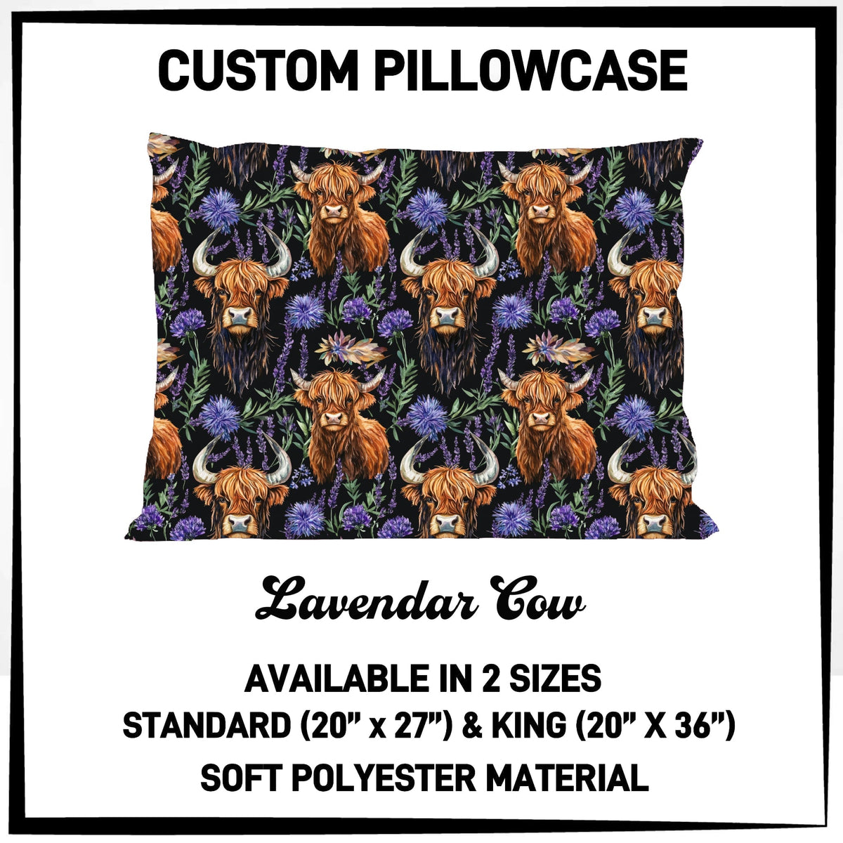 7PWS - Lavender Cow Pillowcase - Preorder Due 10/7 ETA: Late Nov