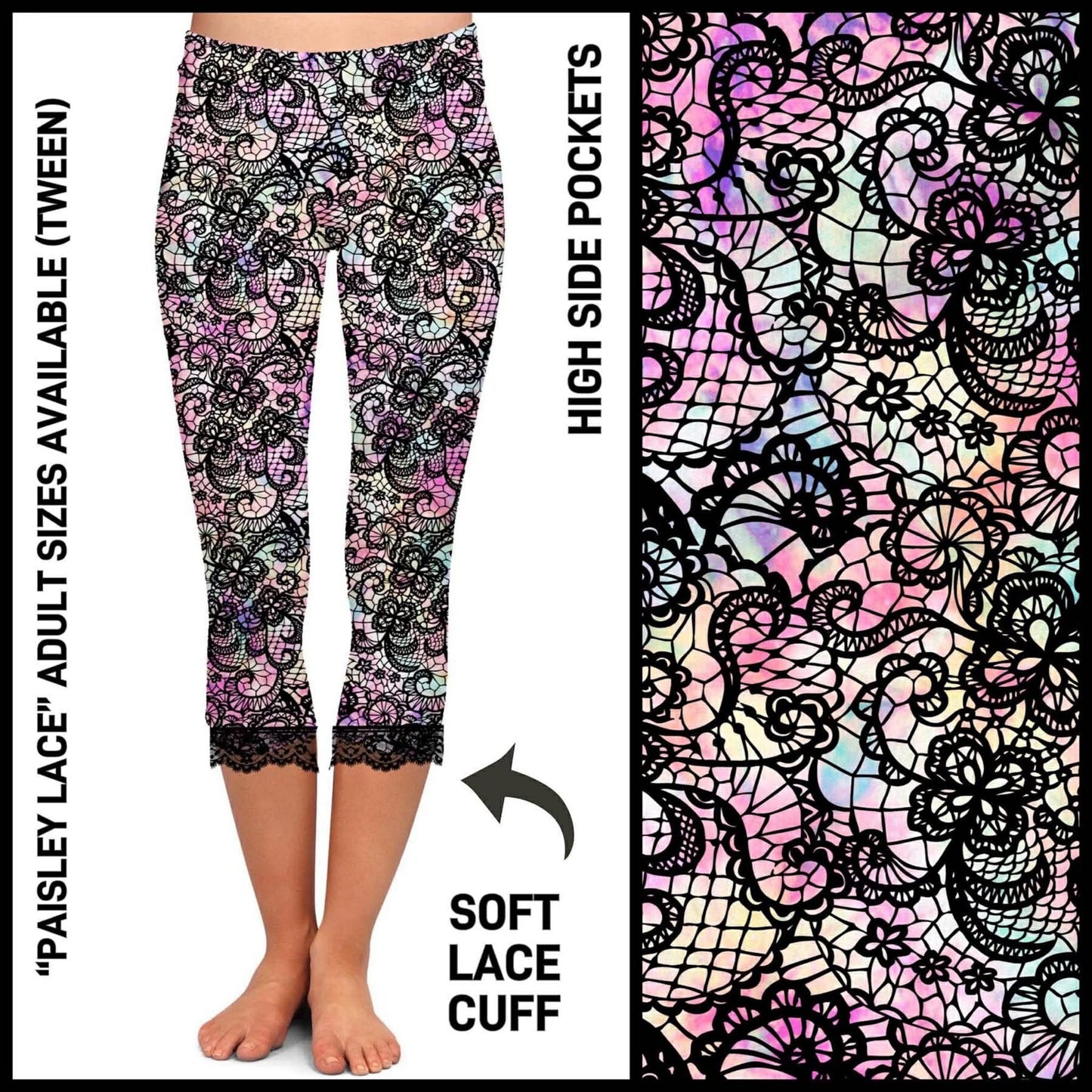LC2C - Paisley Lace Lace Cuff Capris with Pockets - Preorder Closing 4/21 ETA: Mid-June