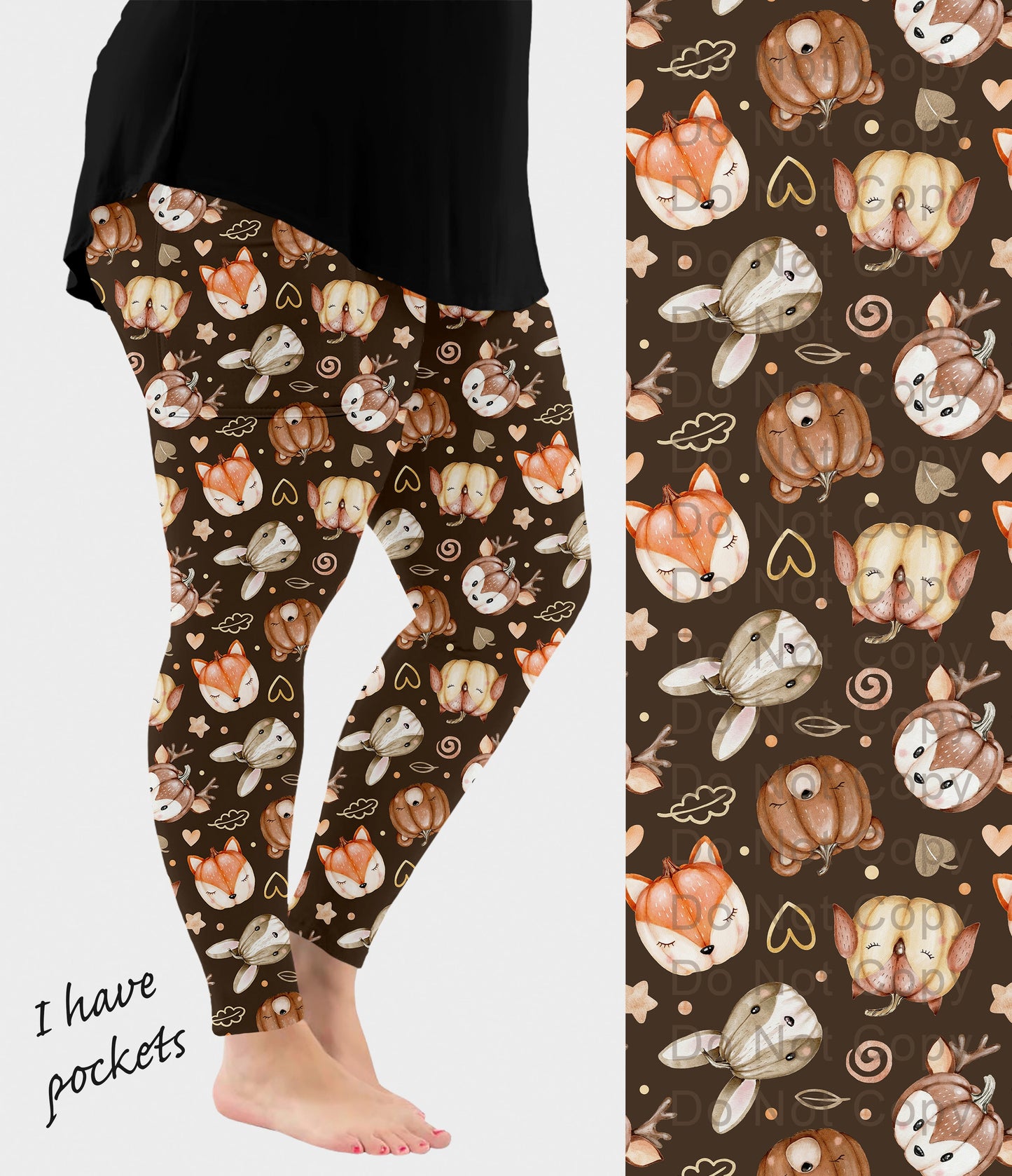 RTS - Cutesy Animal Pumpkins Leggings w/ Pockets