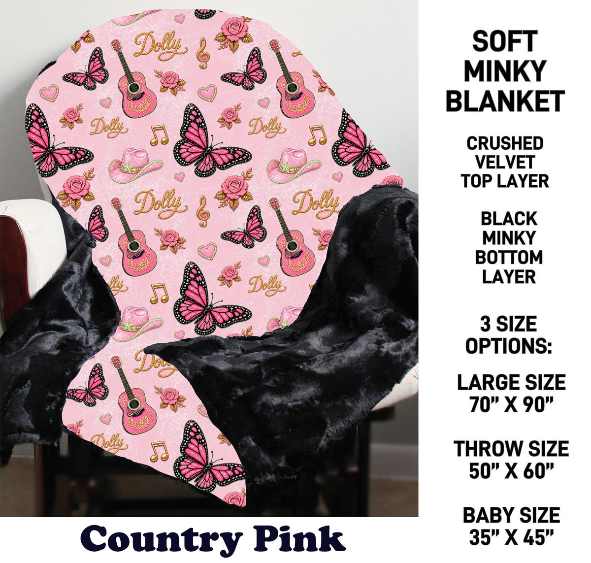 MN8K - Country Pink Minky Blanket - Preorder Due 10/18 ETA: Early Dec
