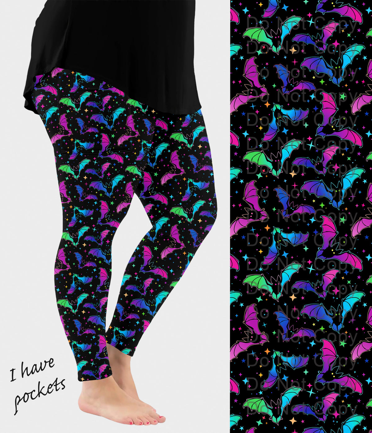 RTS - Neon Bats Leggings with Pockets