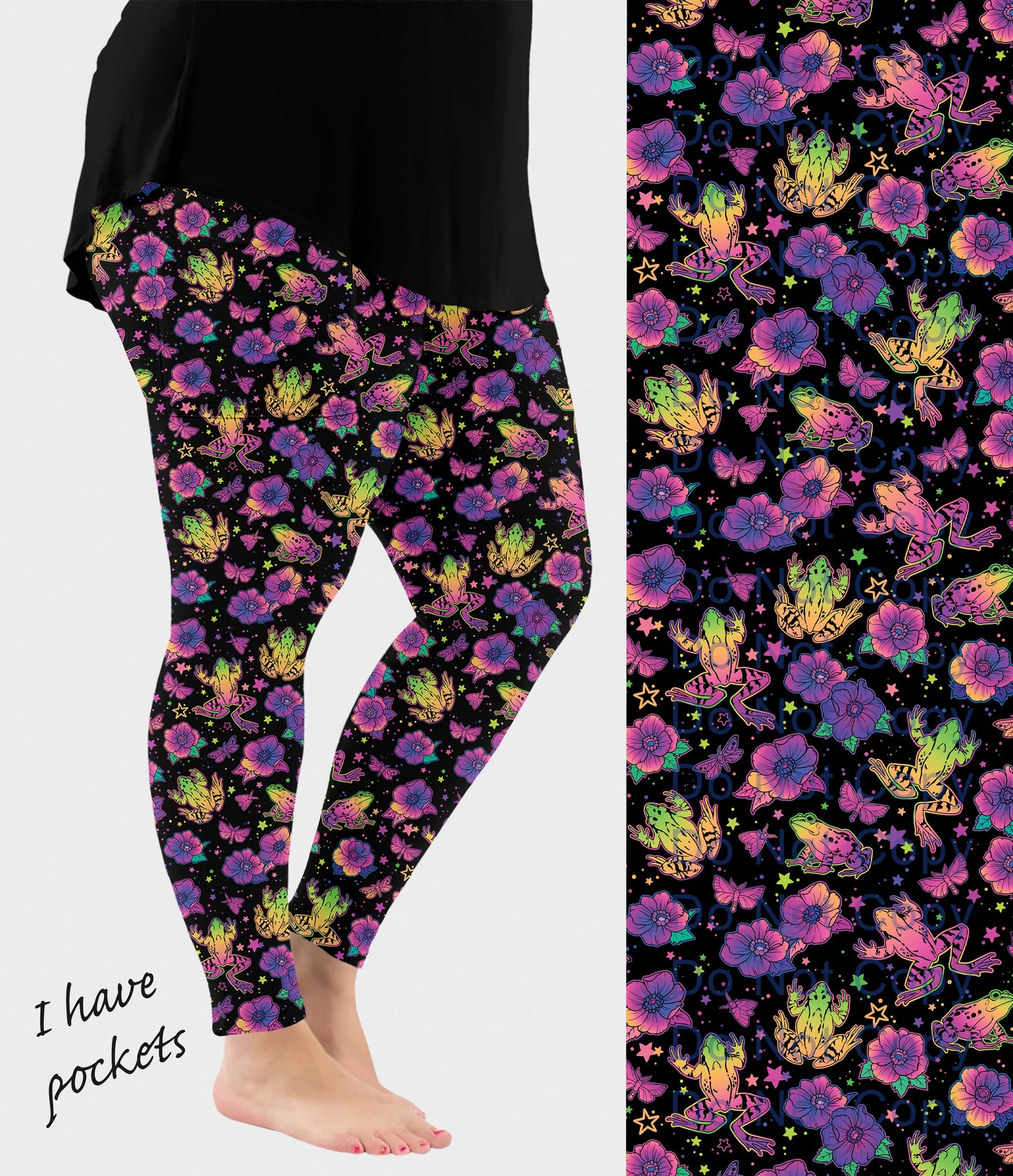 RTS - Neon Frogs Leggings w/ Pockets