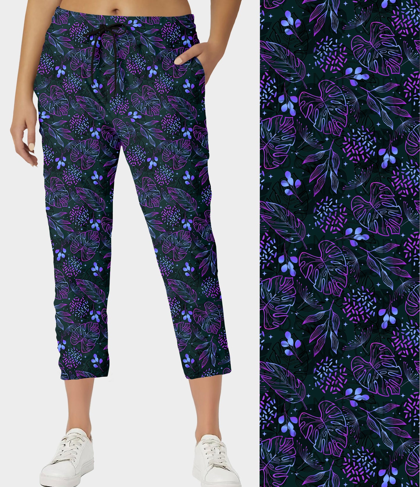 RTS - Ombre Tropical Leaves Capri Joggers