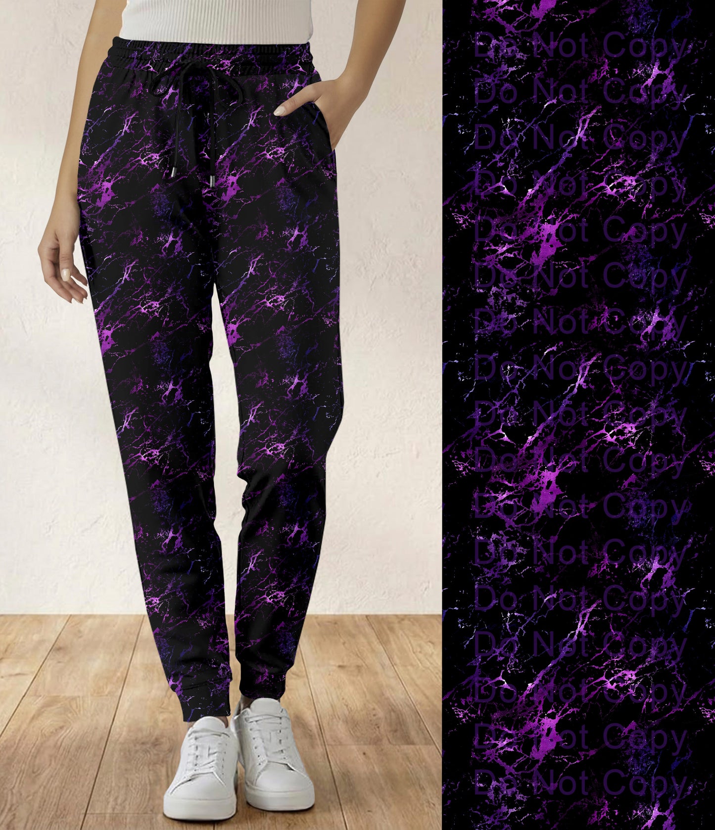 RTS - Purple Marble Galaxy Jogger Pants with Pockets