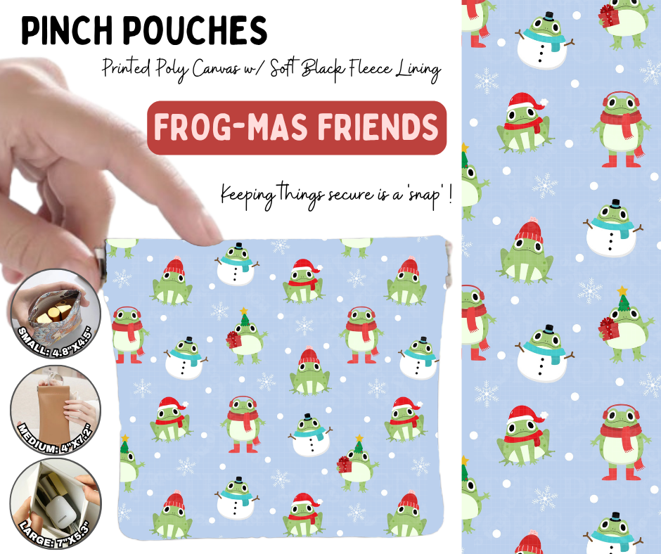 Preorder! Closes 8/19. ETA Nov. Frog-mas Friends Pinch Pouches in 3 Sizes