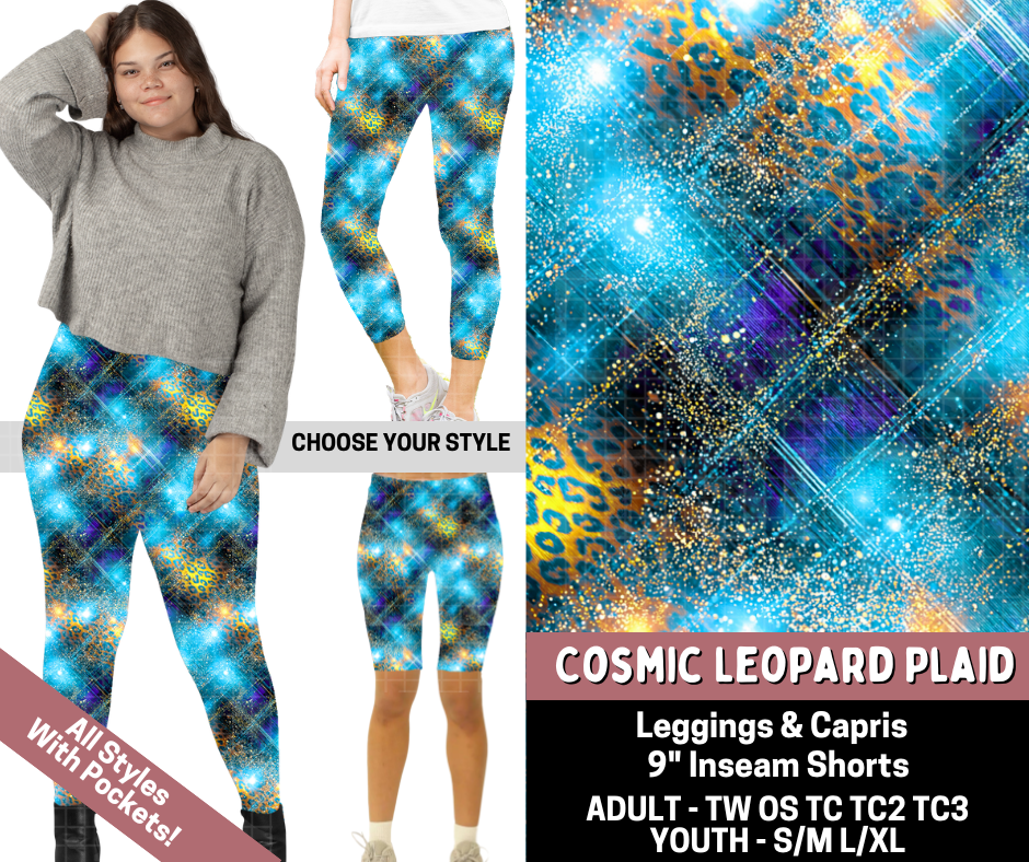 Preorder! Closes 6/11. ETA Sept. Cosmic Leopard Plaid Legging Lengths