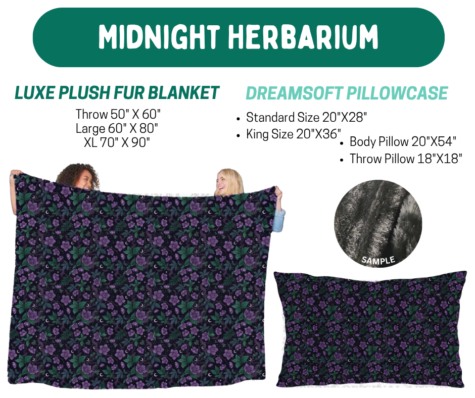 Preorder! Closes 10/12. ETA Jan. Midnight Herbarium Luxe Plush Fur Blanket and/or DreamSoft Pillowcase