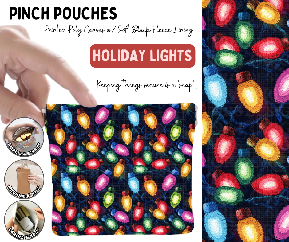 Preorder! Closes 8/19. ETA Nov. Holiday Lights Pinch Pouches in 3 Sizes