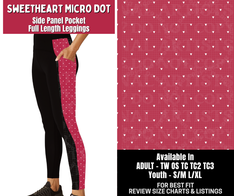 Preorder! Closes 10/14. ETA Jan. Sweetheart Micro Dot Side Panel Pocket Full Length Leggings