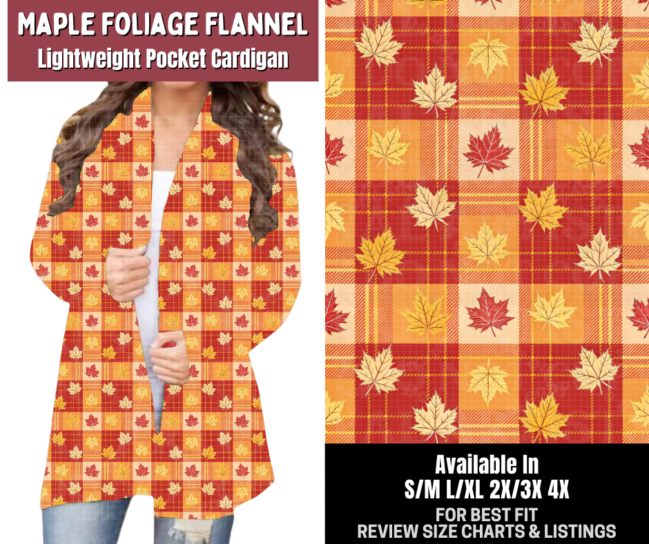 Preorder! Closes 7/23. ETA Oct. Maple Foliage Flannel Pocket Cardigan