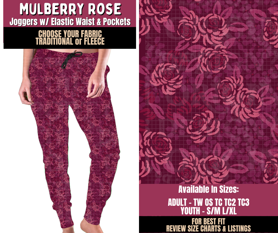 Preorder! Closes 8/27. ETA Nov. Mulberry Rose Joggers Choose Fleece or Traditional