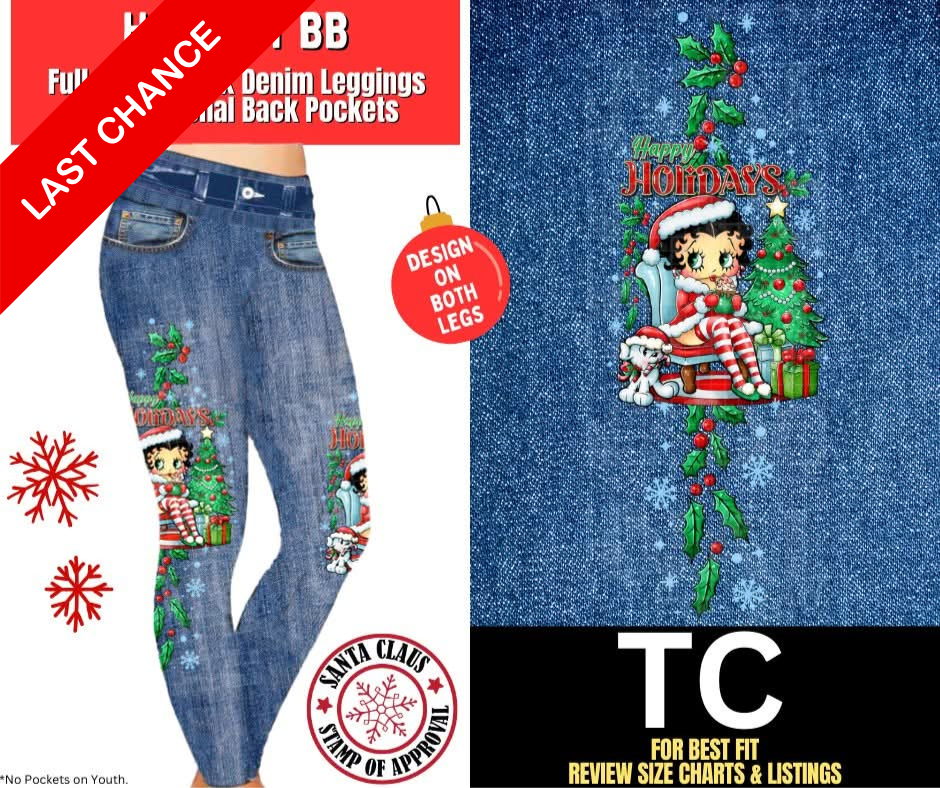 Holiday BB Full Length Faux Denim w/ Side Leg Designs