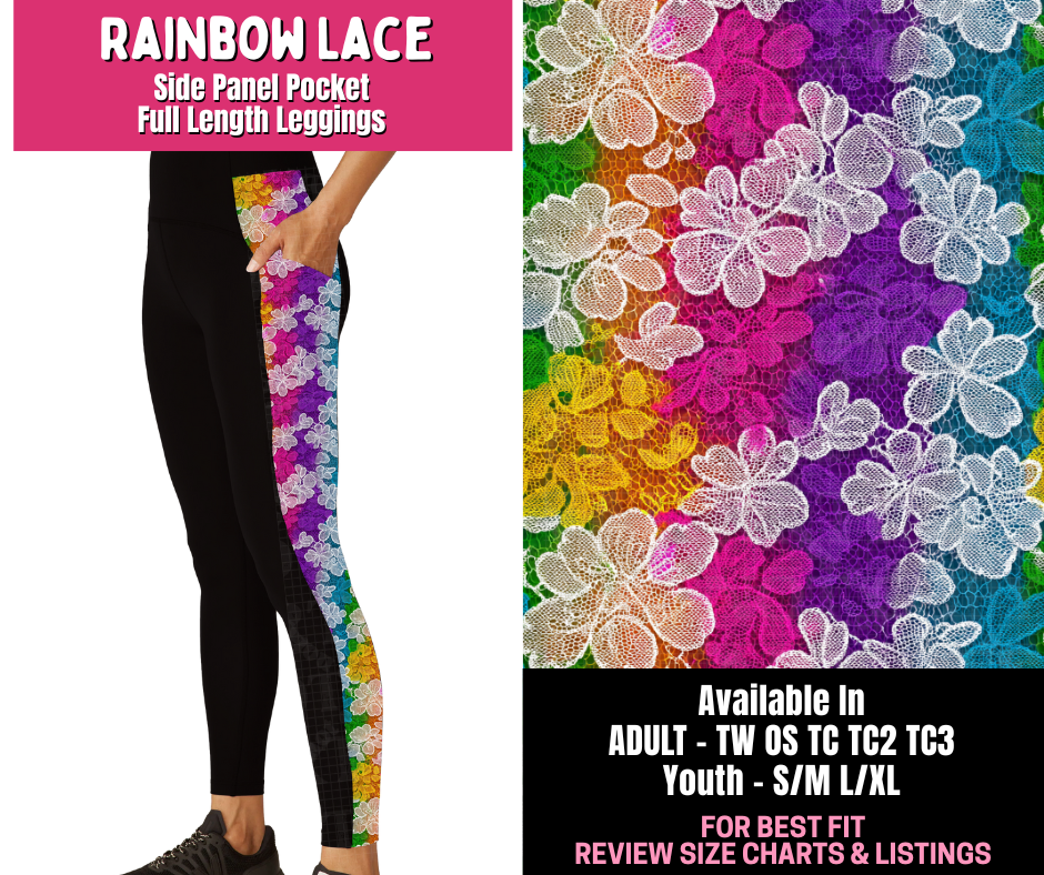 Preorder! Closes 1/1. ETA March. Rainbow Lace Side Panel Pocket Full Length Leggings
