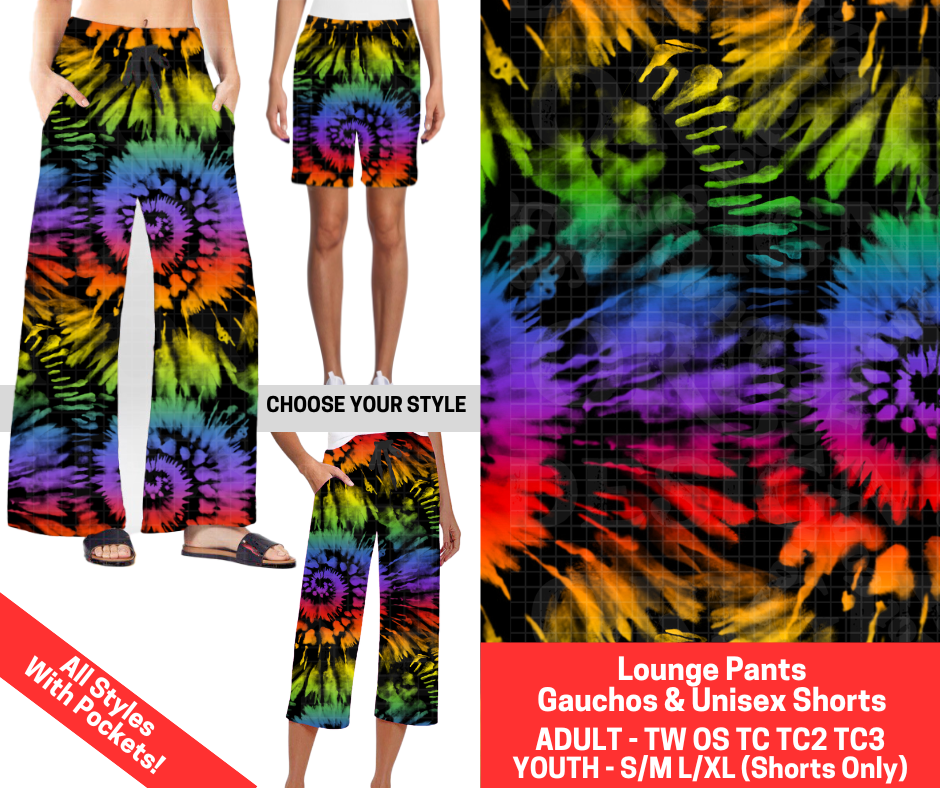 Preorder! Closes 2/12. ETA May. Rainbow Reverse Tie Dye Combo Lounge Lengths