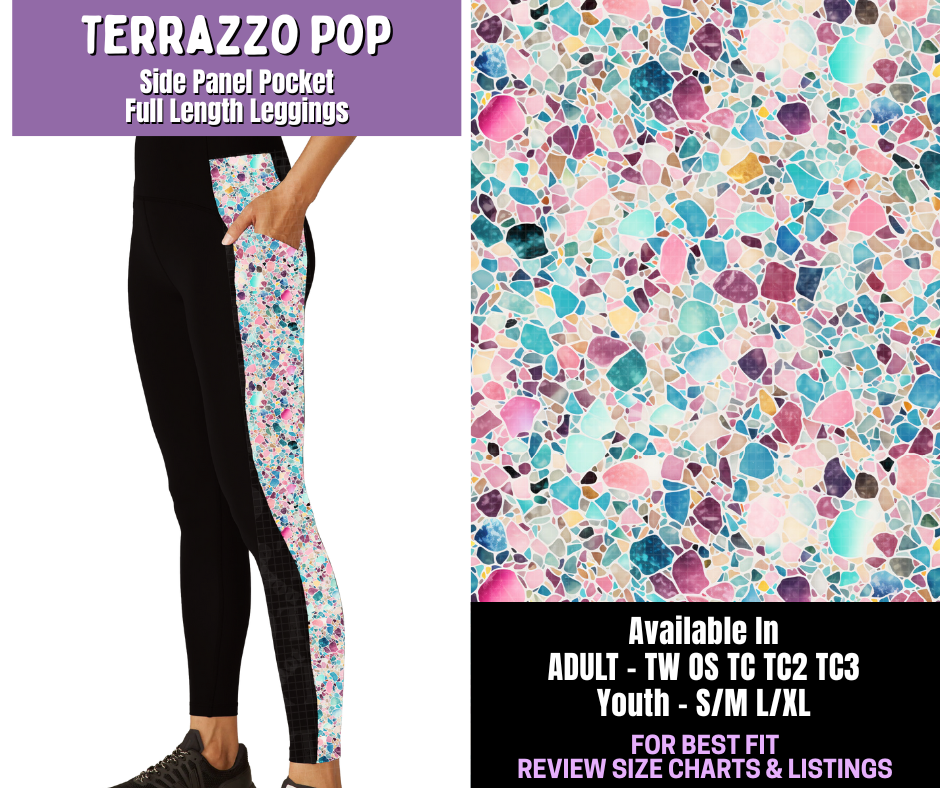 Preorder! Closes 12/18. ETA March. Terrazzo Pop Side Panel Pocket Full Length Leggings