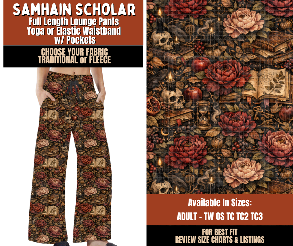 Preorder! Closes 7/20. ETA Oct. Samhain Scholar Lounge Pants Choose Fleece or Traditional