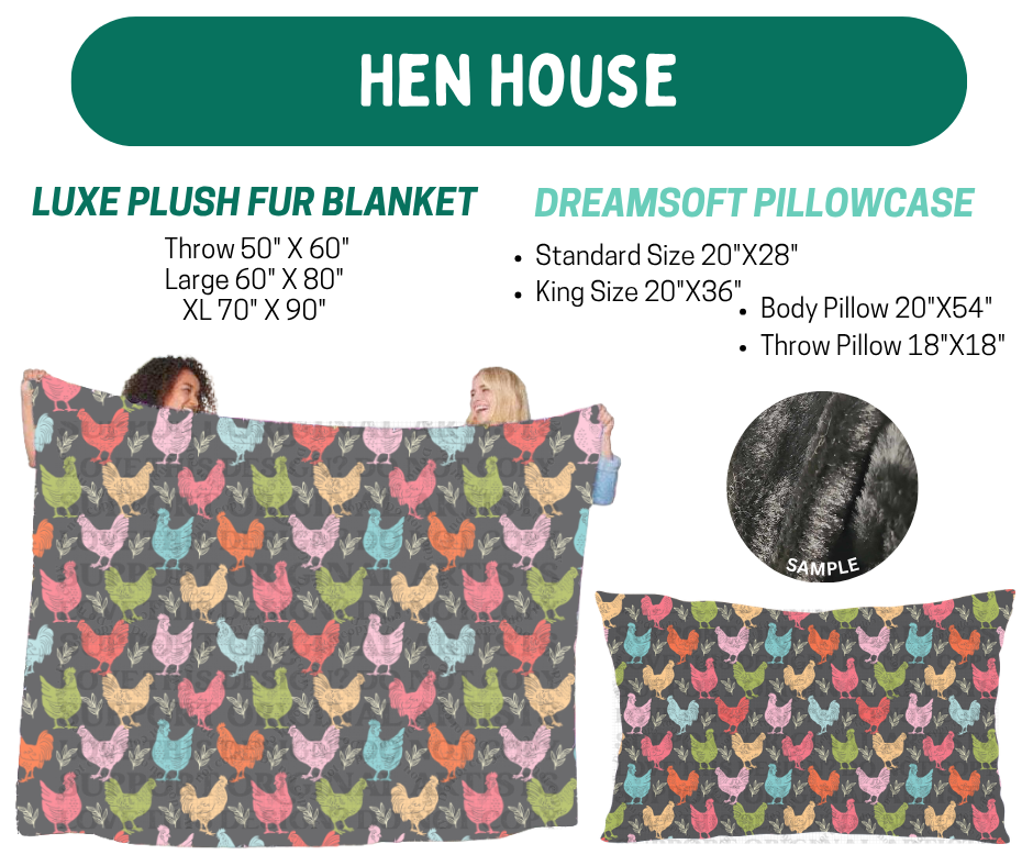 Preorder! Closes 10/12. ETA Jan. Hen House Plush Fur Blanket and/or DreamSoft Pillowcase