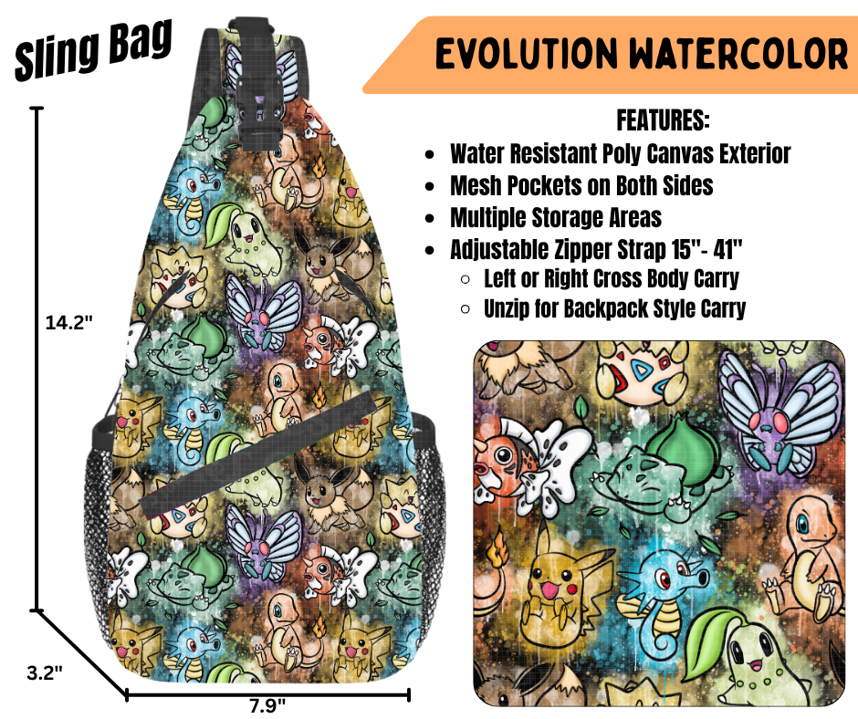 Preorder! Closes 6/22. ETA Sept. Evolution Watercolor Sling Bag