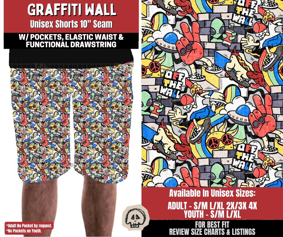 Preorder! Closes 12/22. ETA March. Graffiti Wall Unisex Shorts