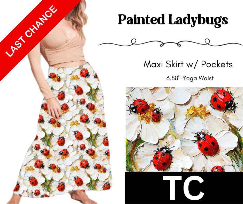Painted Ladybugs Maxi Skirt