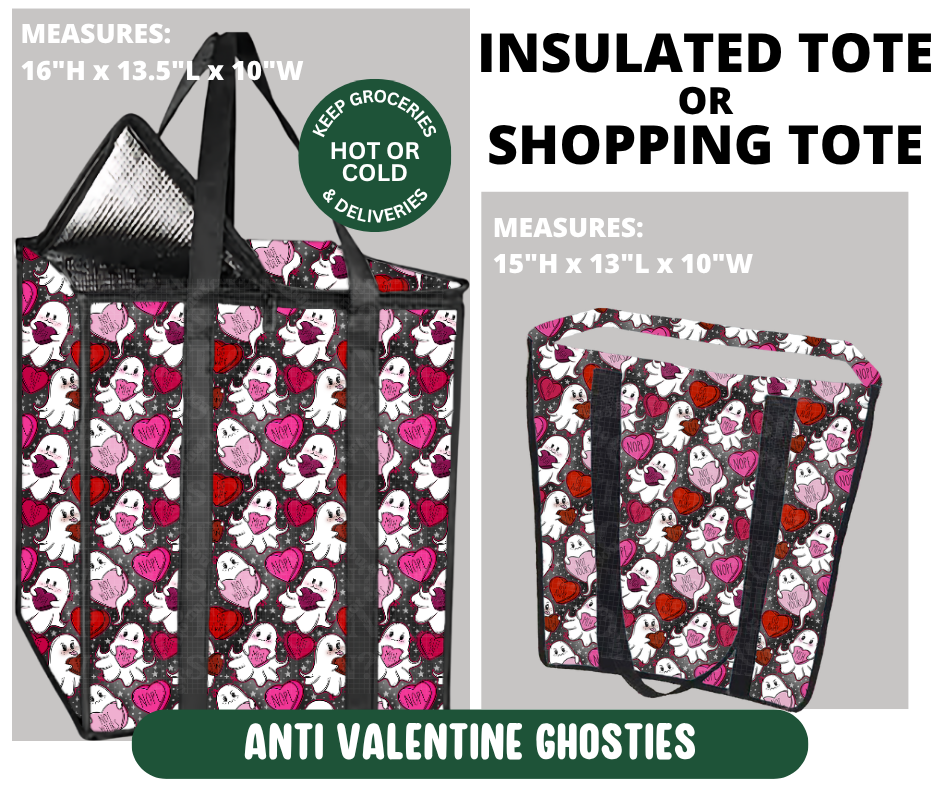 Preorder! Closes 10/7. ETA Jan. Anti Valentine Ghosties Shopping & Insulated Tote