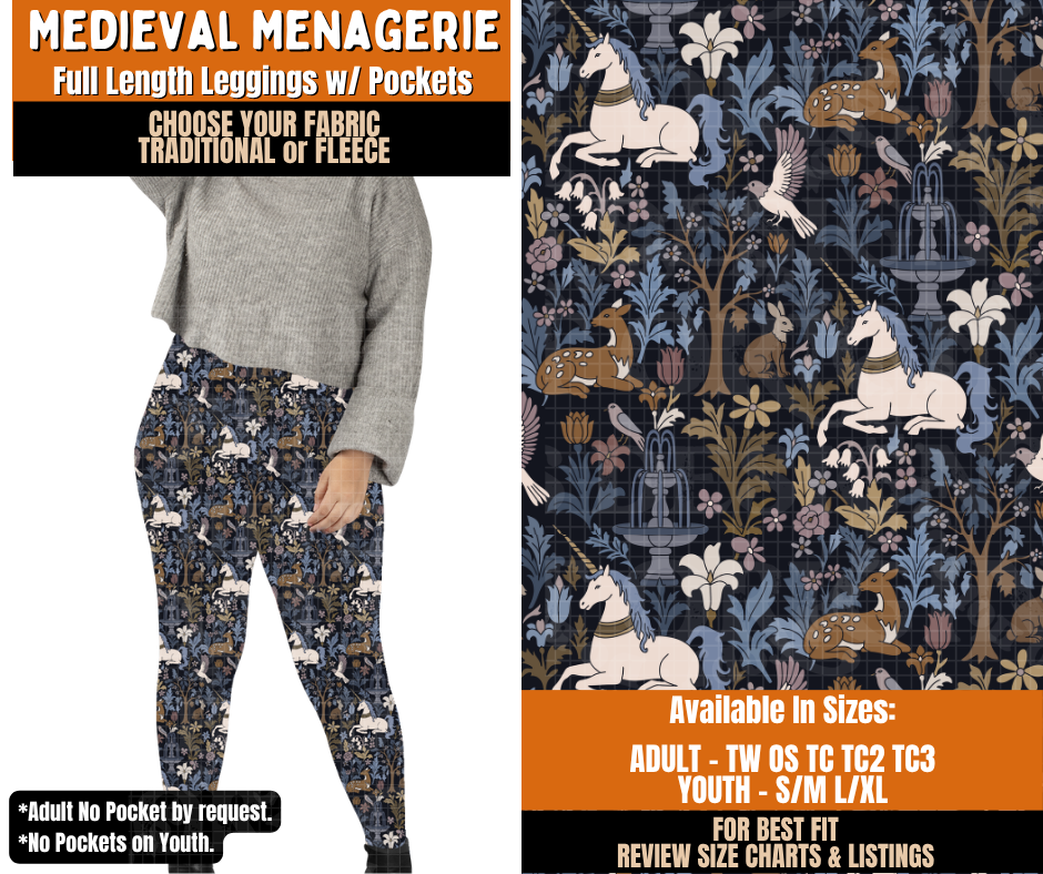 Preorder! Closes 11/2. ETA Feb. Medieval Menagerie Leggings Choose Fleece or Traditional