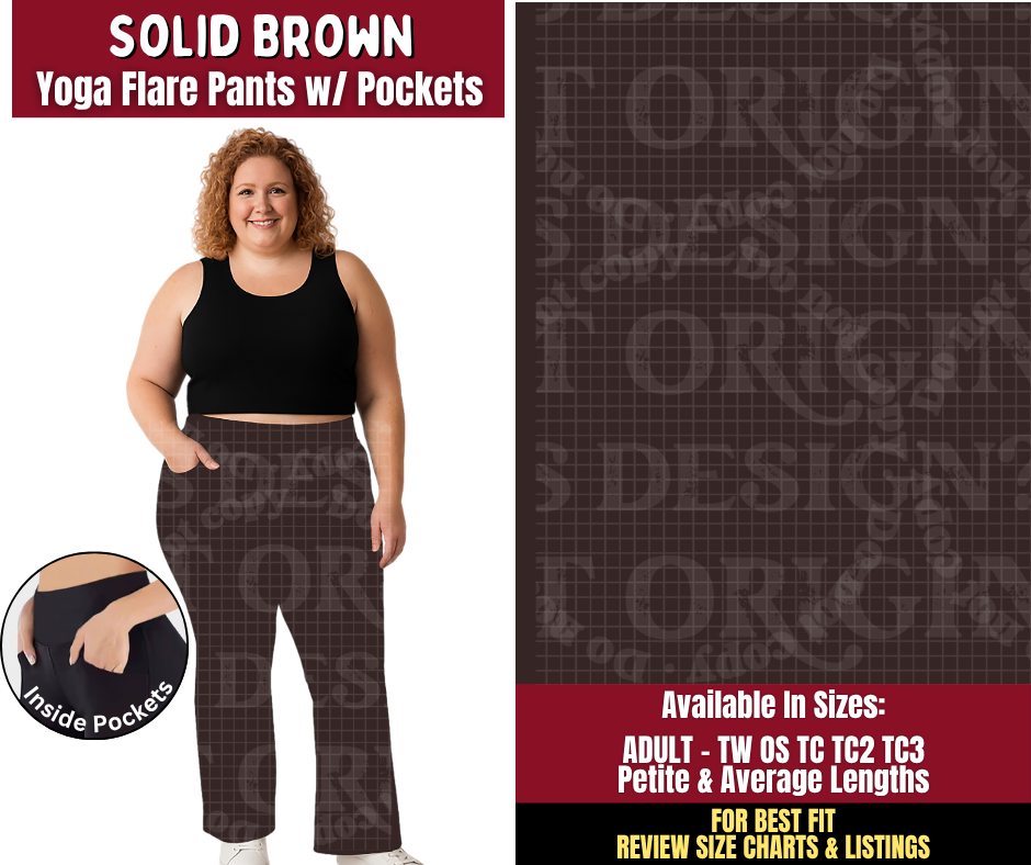Preorder! Closes 9/28. ETA Dec. Solid Brown Yoga Flare Pants