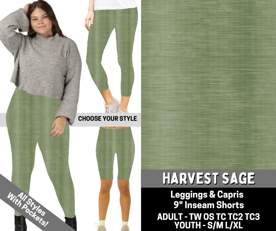 Preorder! Closes 6/15. ETA Sept. Harvest Sage Combo Legging Lengthsl