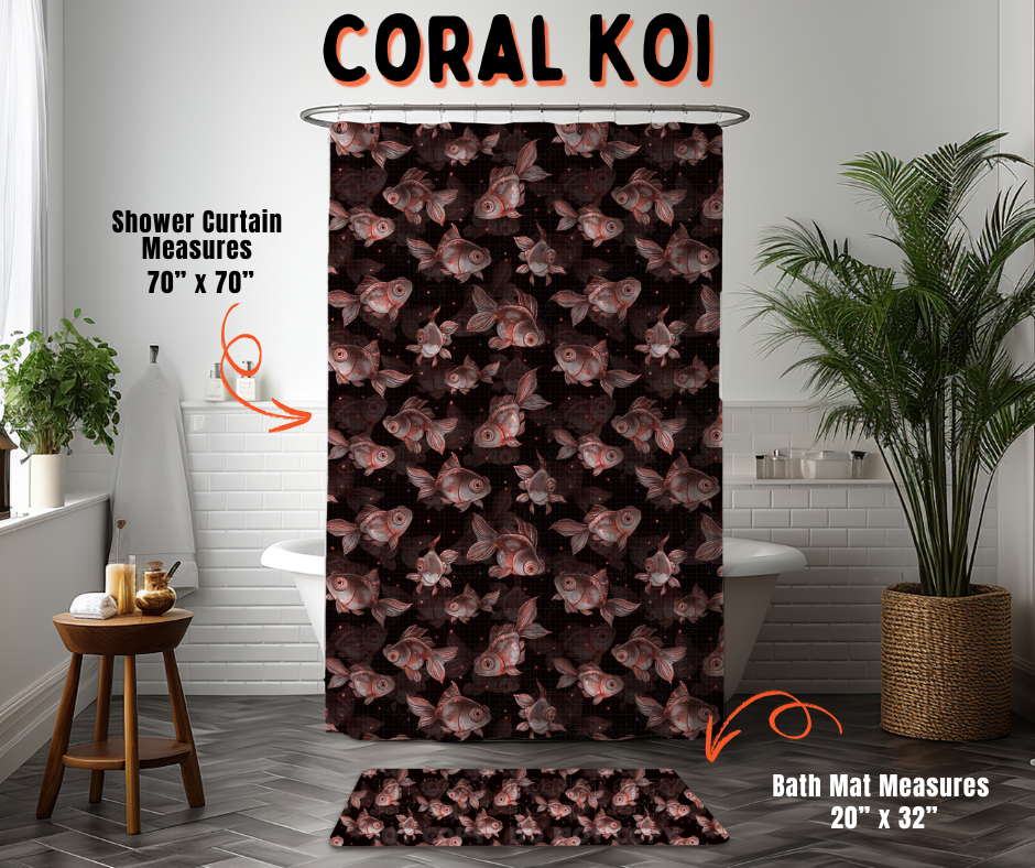 Preorder! Closes 6/10. ETA Sept. Coral Koi Custom Shower Curtain and/or Bath Mat
