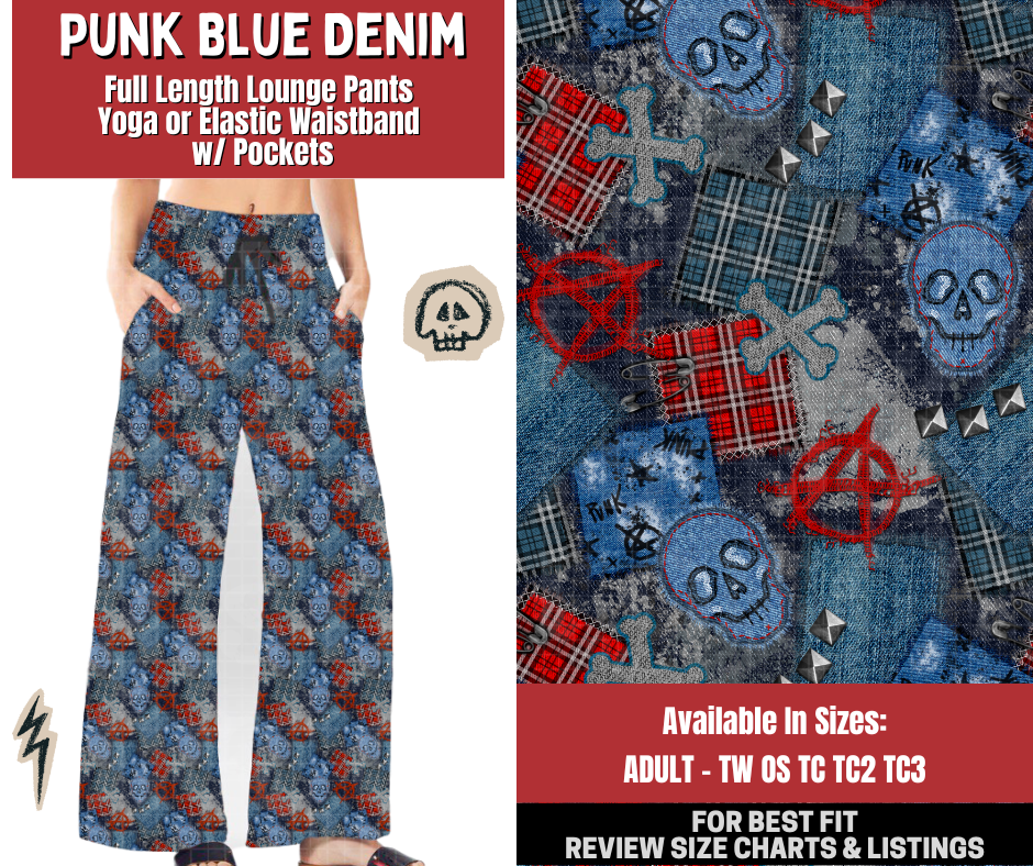 Preorder! Closes 12/22. ETA March. Punk Blue Denim Full Length Lounge Pants