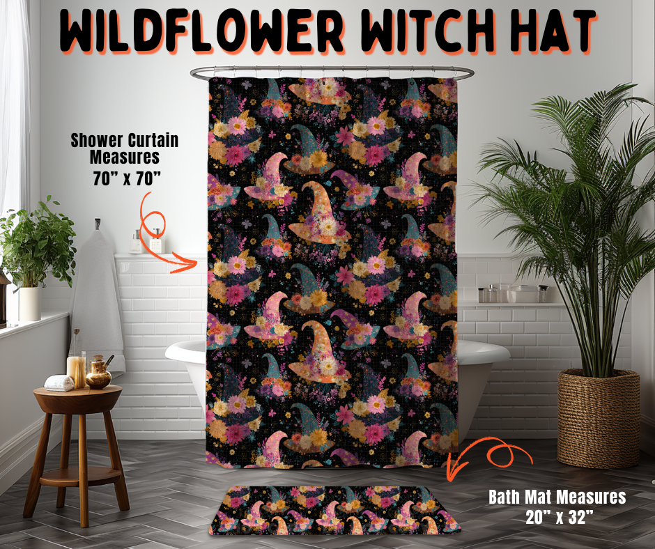 Preorder! Closes 6/10. ETA Sept. Wildflower Witch Hat Custom Shower Curtain and/or Bath Mat