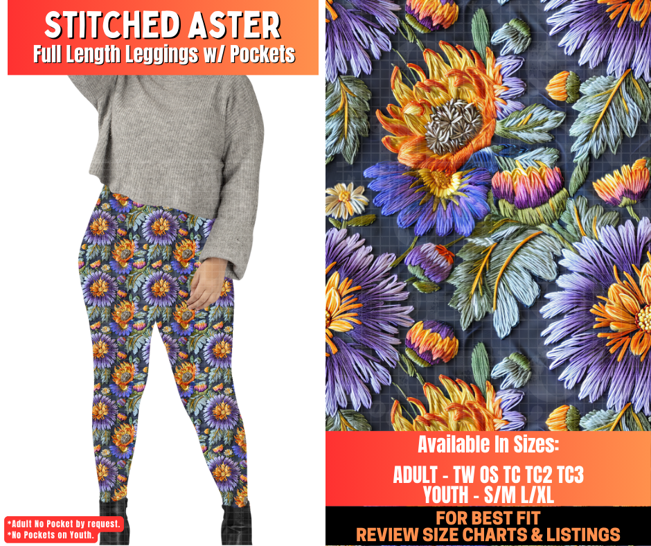 Preorder! Closes 12/29. ETA March. Stitched Aster Full Length Leggings w/wo Pockets
