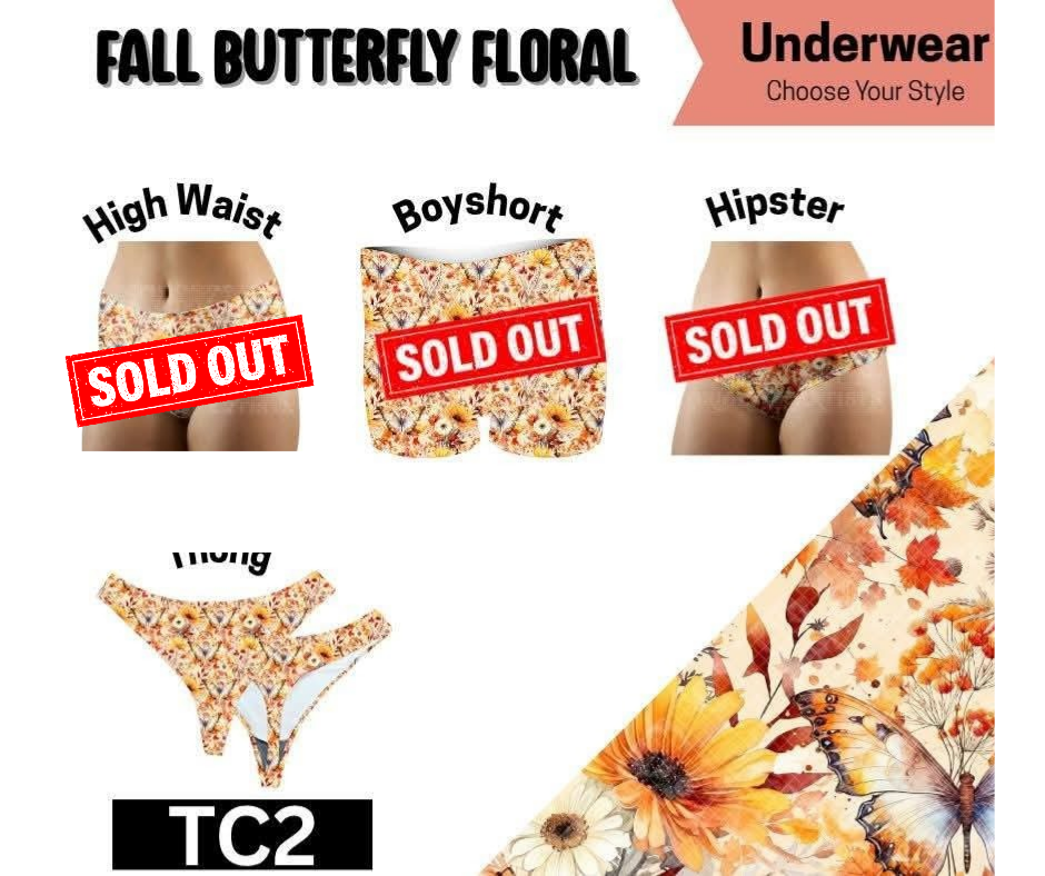 Fall Butterfly Floral Thong Underwear