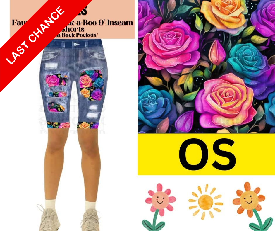 Roses Faux Denim Jamaica Shorts
