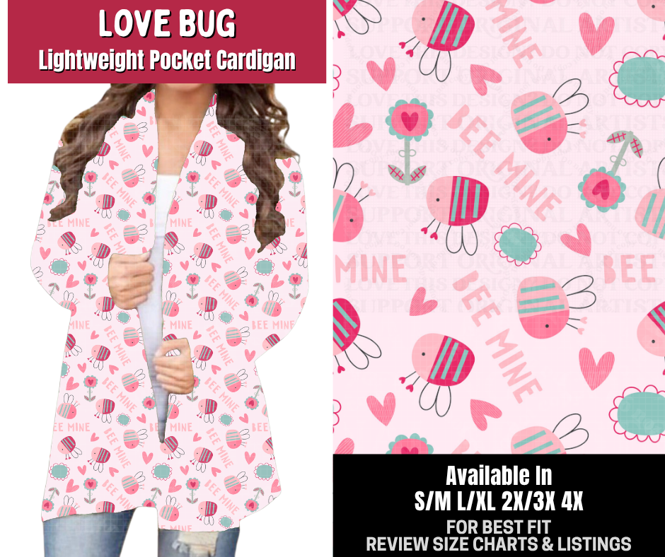 Preorder! Closes 10/14. ETA Jan. Love Bug Pocket Cardigan