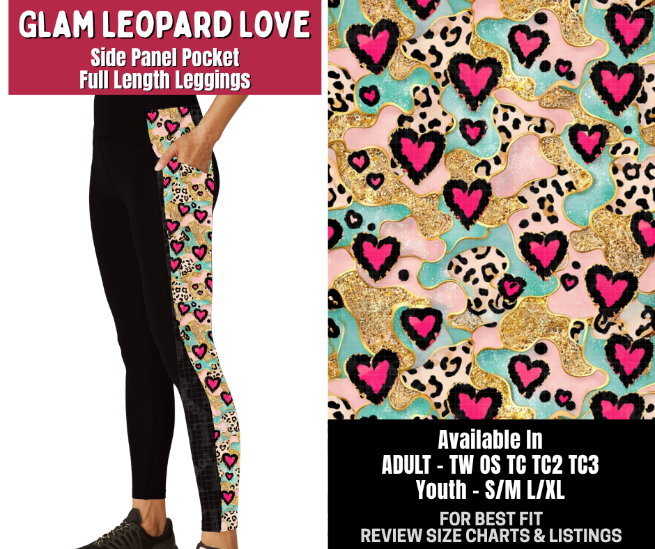 Preorder! Closes 10/14. ETA Jan. Glam Leopard Love Side Panel Pocket Full Length Leggings