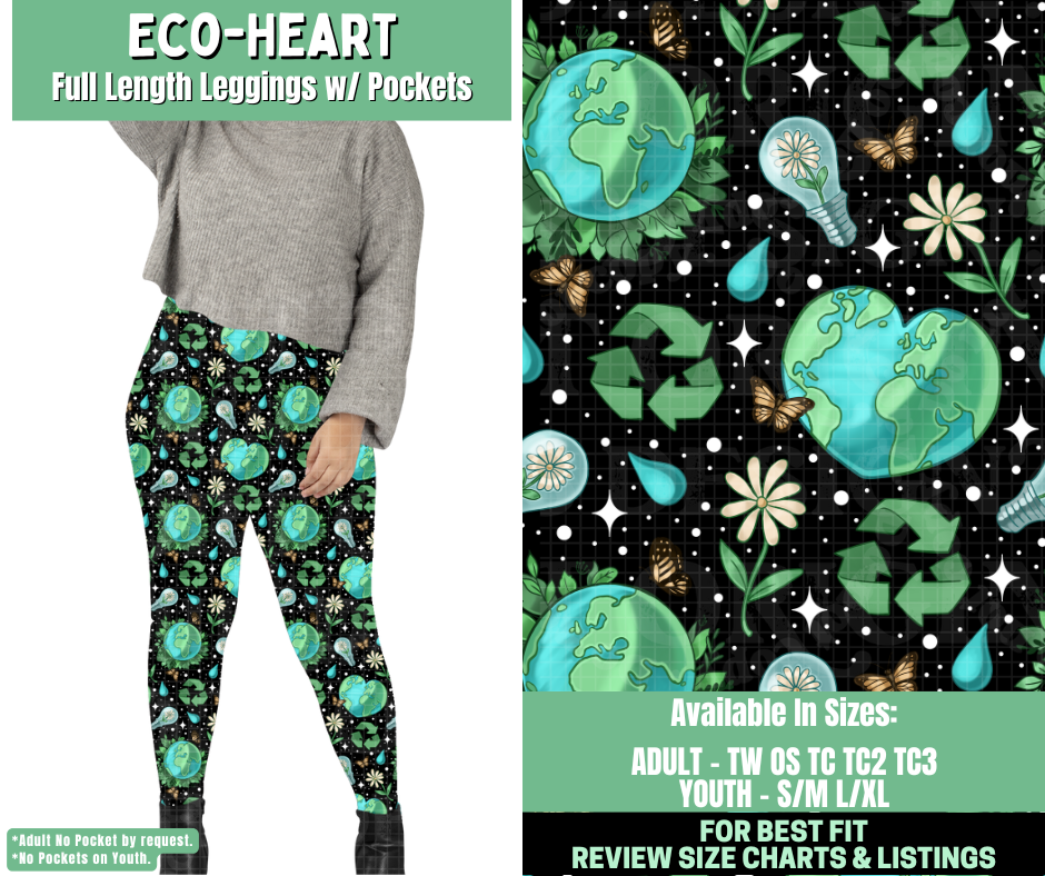 Preorder! Closes 1/7. ETA March. Eco-Heart Full Length Leggings w/wo Pockets