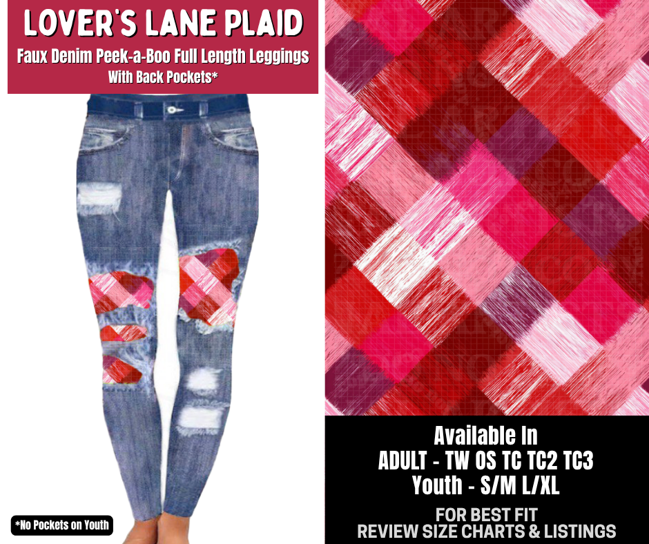 Preorder! Closes 10/14. ETA Jan. Lover's Lane Plaid Full Length Faux Denim Peekaboo