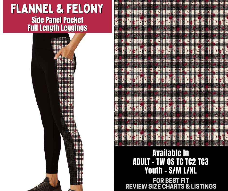 Preorder! Closes 10/14. ETA Jan. Flannel & Felony Side Panel Pocket Full Length Leggings